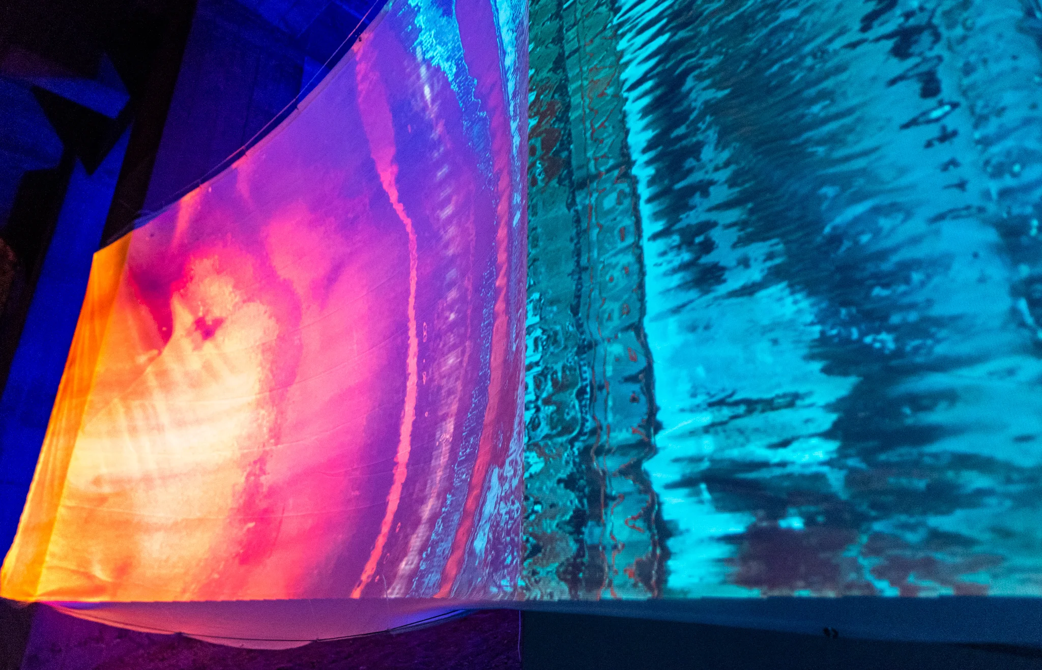 Viewers interacting with SEMBLANCE by Stephanie Kuse, part of Nuit Blanche 2018. Photos by Brandon white (www.northern-lightning.com)