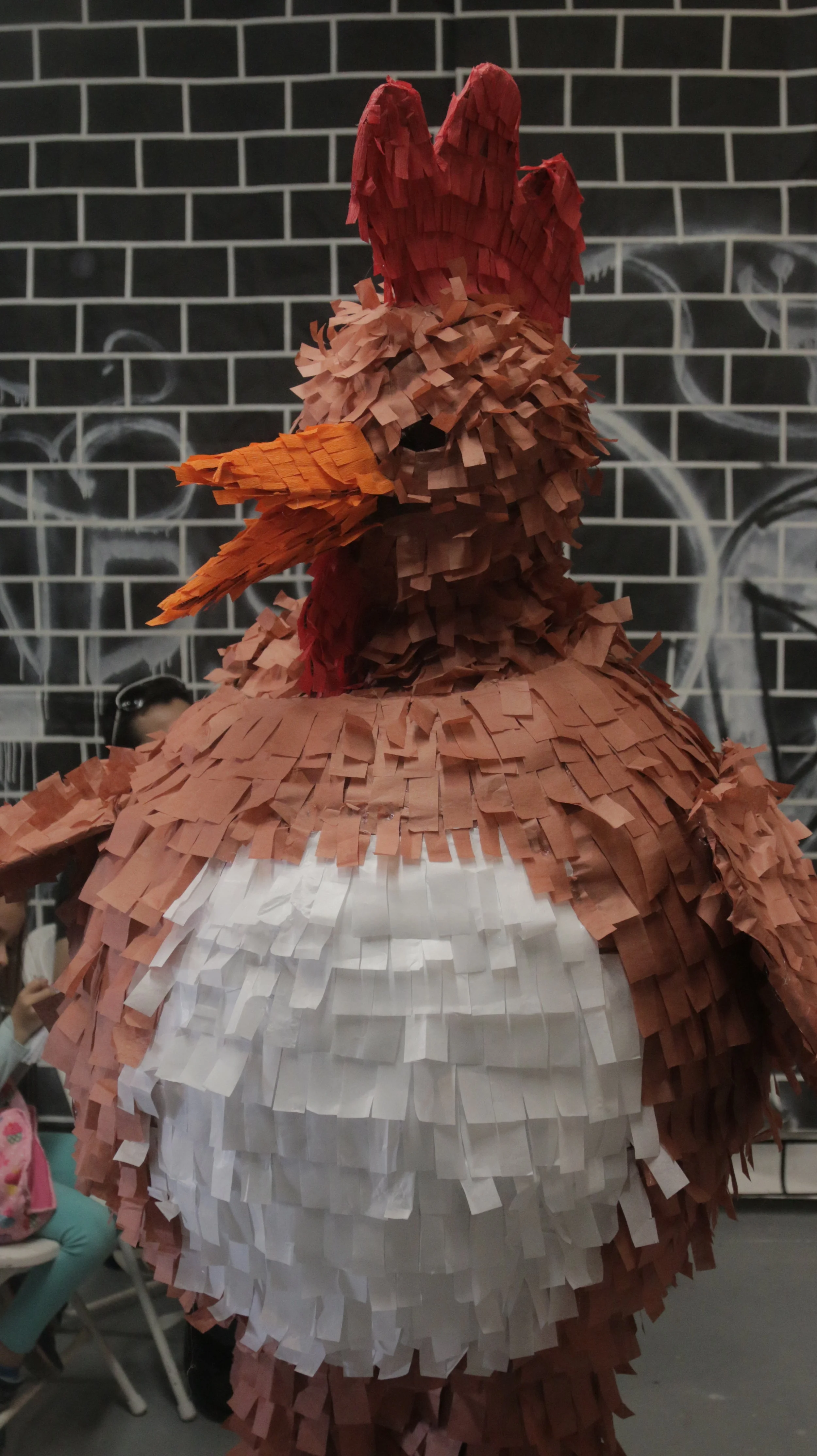 Chicken piñata costume for Untitled Video by Trulee Grace Hall  2016