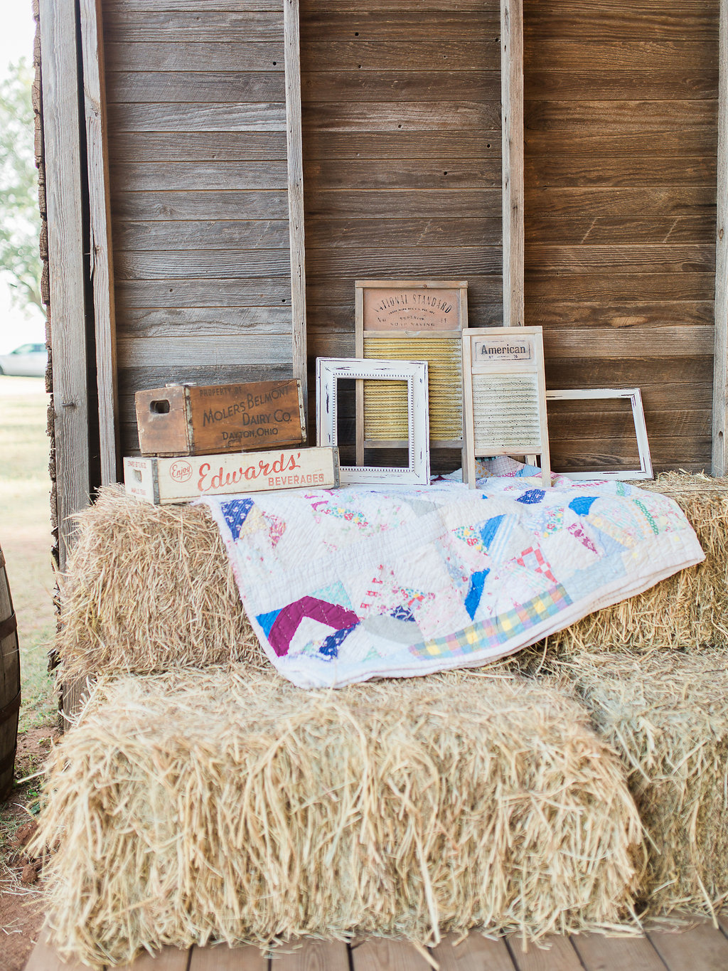 Our hay bales were a great addition to this country chic wedding
