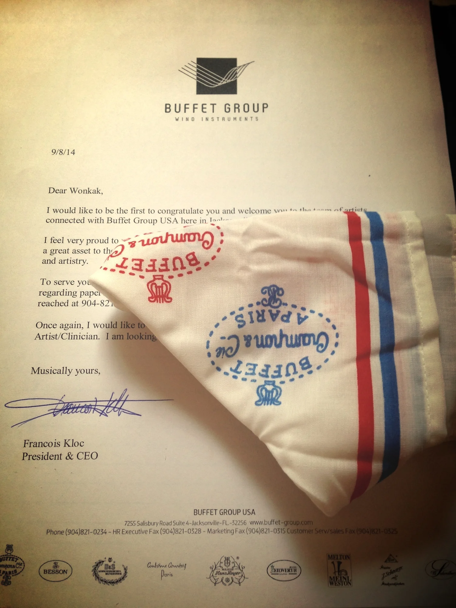 A letter from the CEO of Buffet Group USA (and the good old Buffet swap) - some more goodies came in, and the pictures are posted below.
