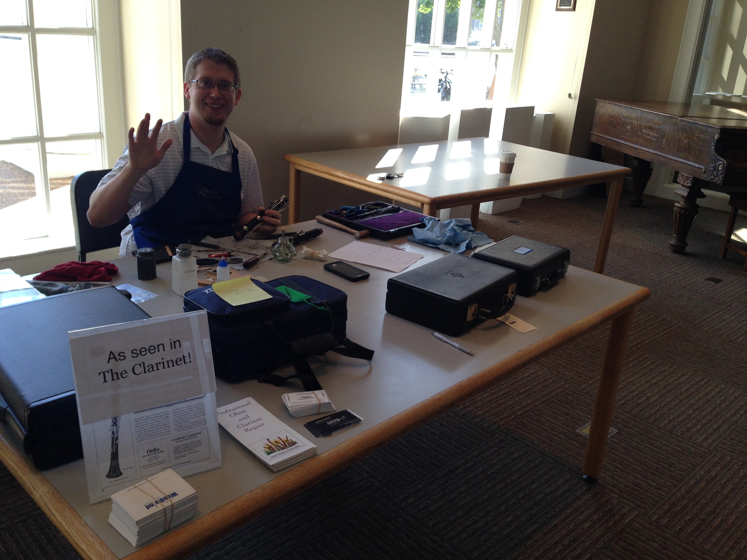Jonathan Copeland, the clarinet specialist and repairman at Onks Woodwind Specialist