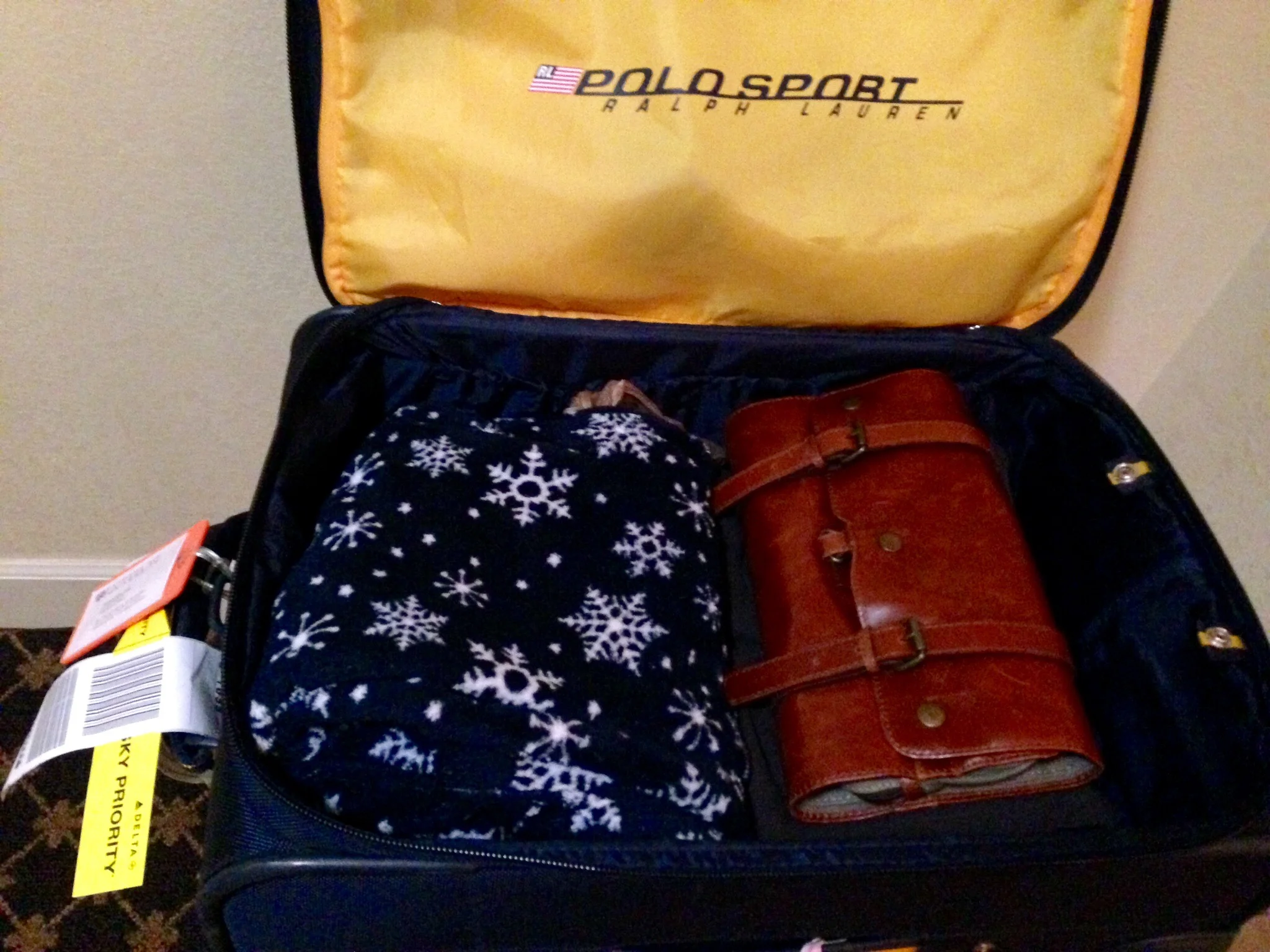 I bought this carry-on case during my first year at graduate school. It has served me faithfully, and now I can pack up to two weeks worth of stuff in it. For this four-day trip, I had plenty of rooms for few extra things (see below),