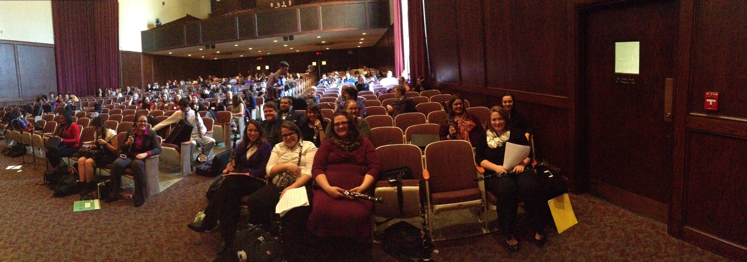TTU Clarinet Choir getting ready to play for the high school audience.