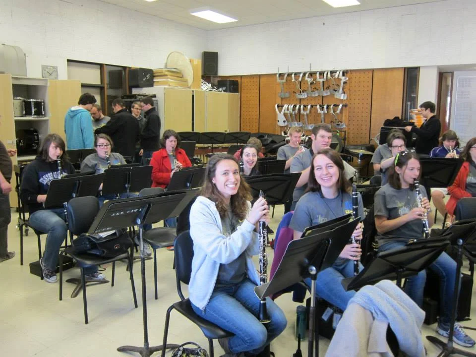 Warming up for at a local HS before the big performance in the evening