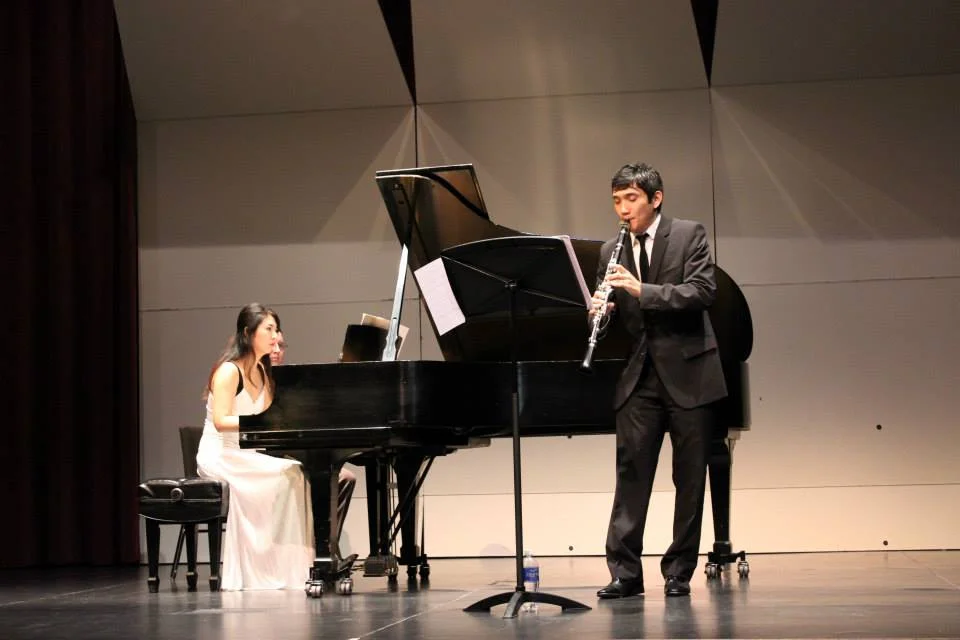 Kim-Choi Duo performing at the Rudder Theatre