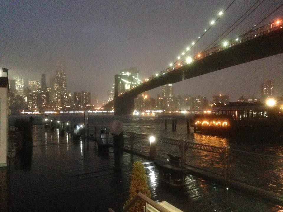 A view of the Brooklyn Bridge right outside of Bargemusic
