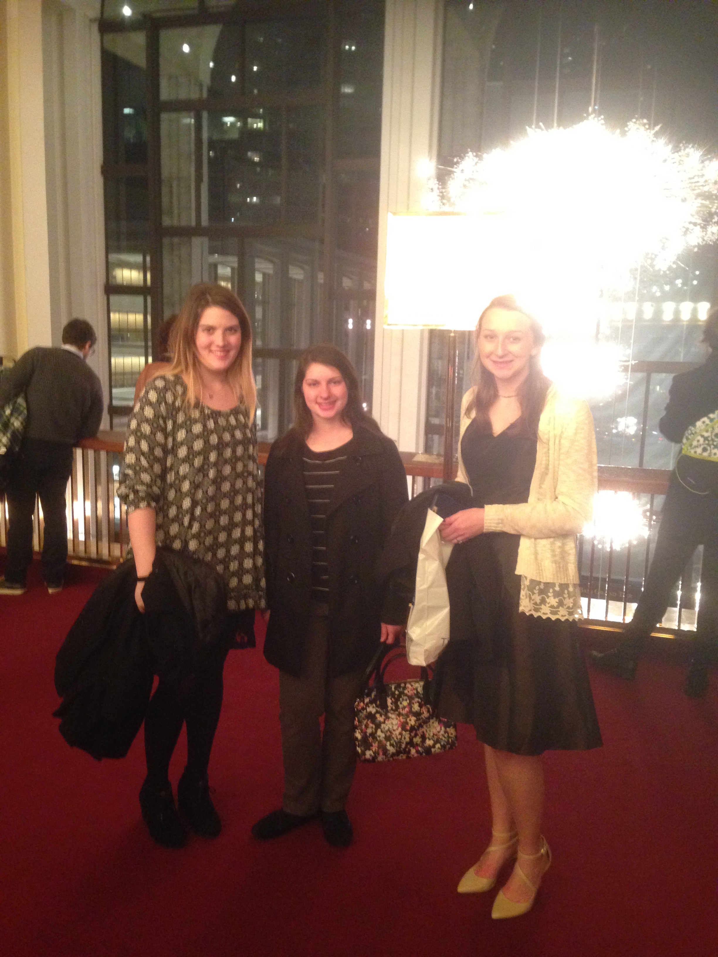 Students getting ready to see Mozart's Marriage of Figaro at Met