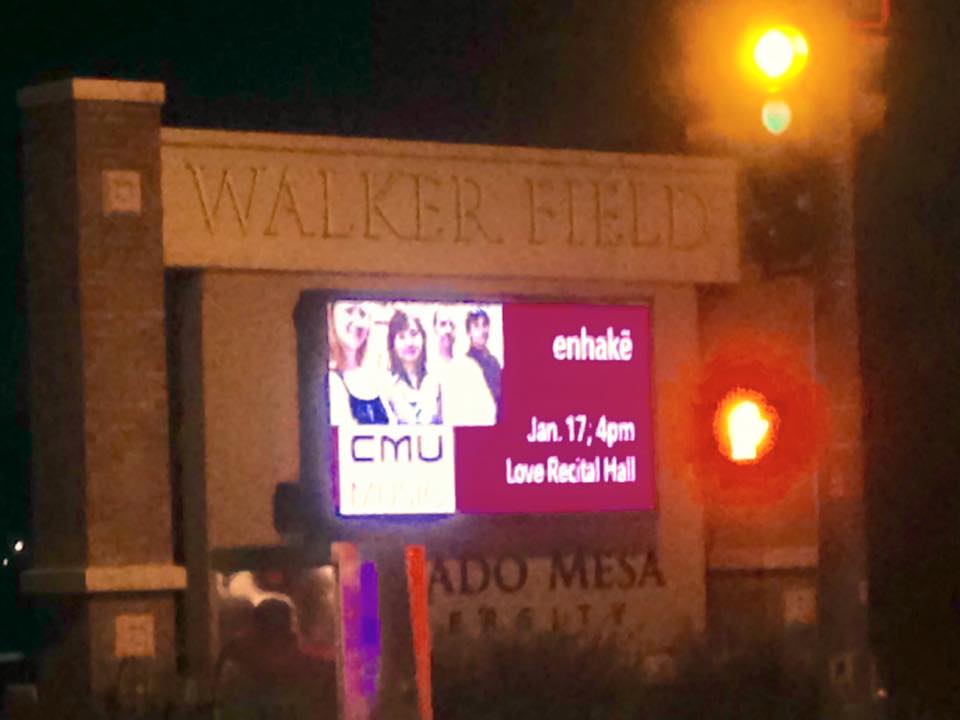 We were advertised on the baseball field screen!