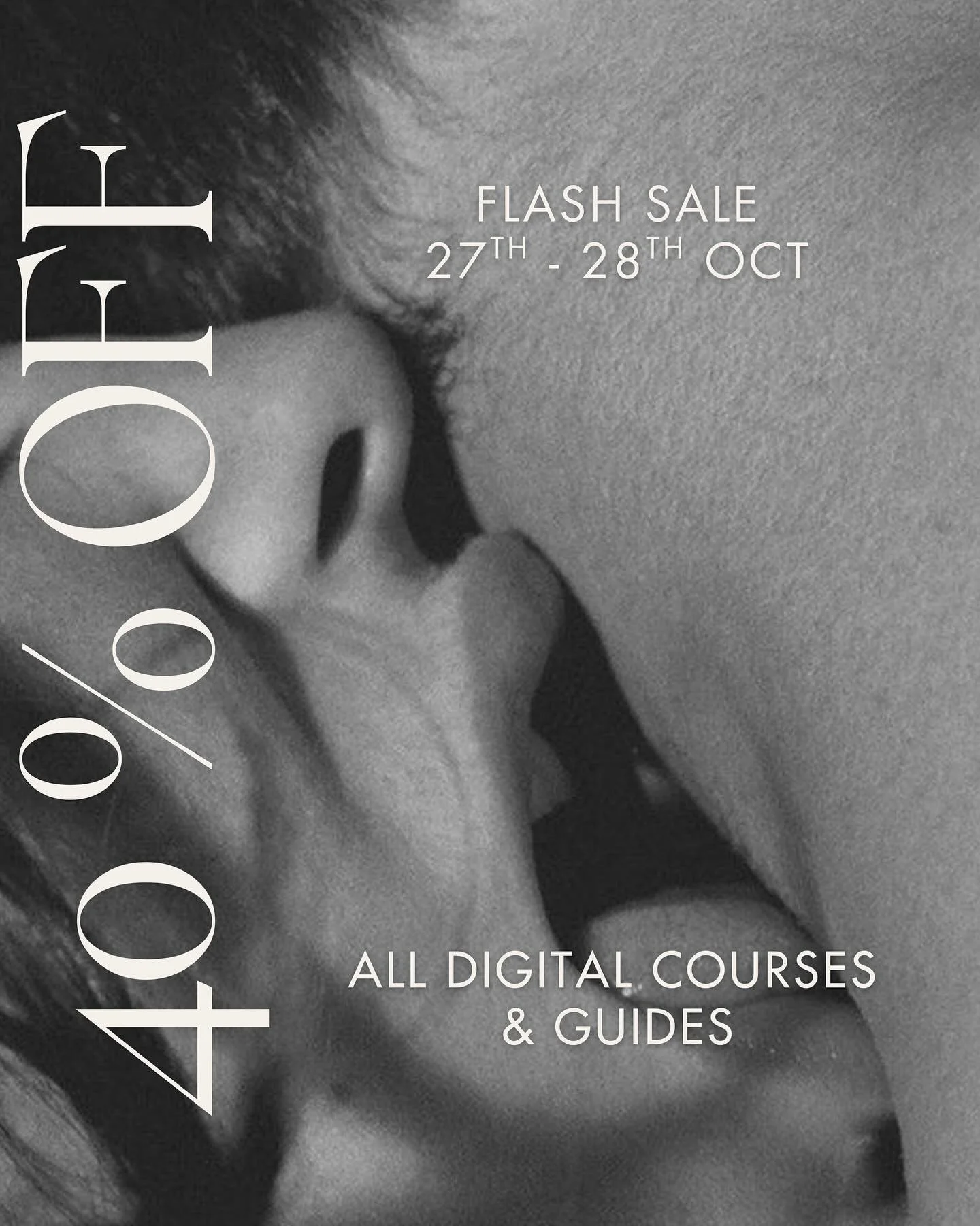 ⚡️FLASH SALE⚡️ 40% off ALL online courses and guides for 24 hours only. 

This includes EMBODY, the best-selling Body Cleanse Guide &amp; The Intimacy Blueprint. 

Use code FLASH40 at checkout. This is your sign to finally dive in 🔥

⏰ Ends in 24 ho