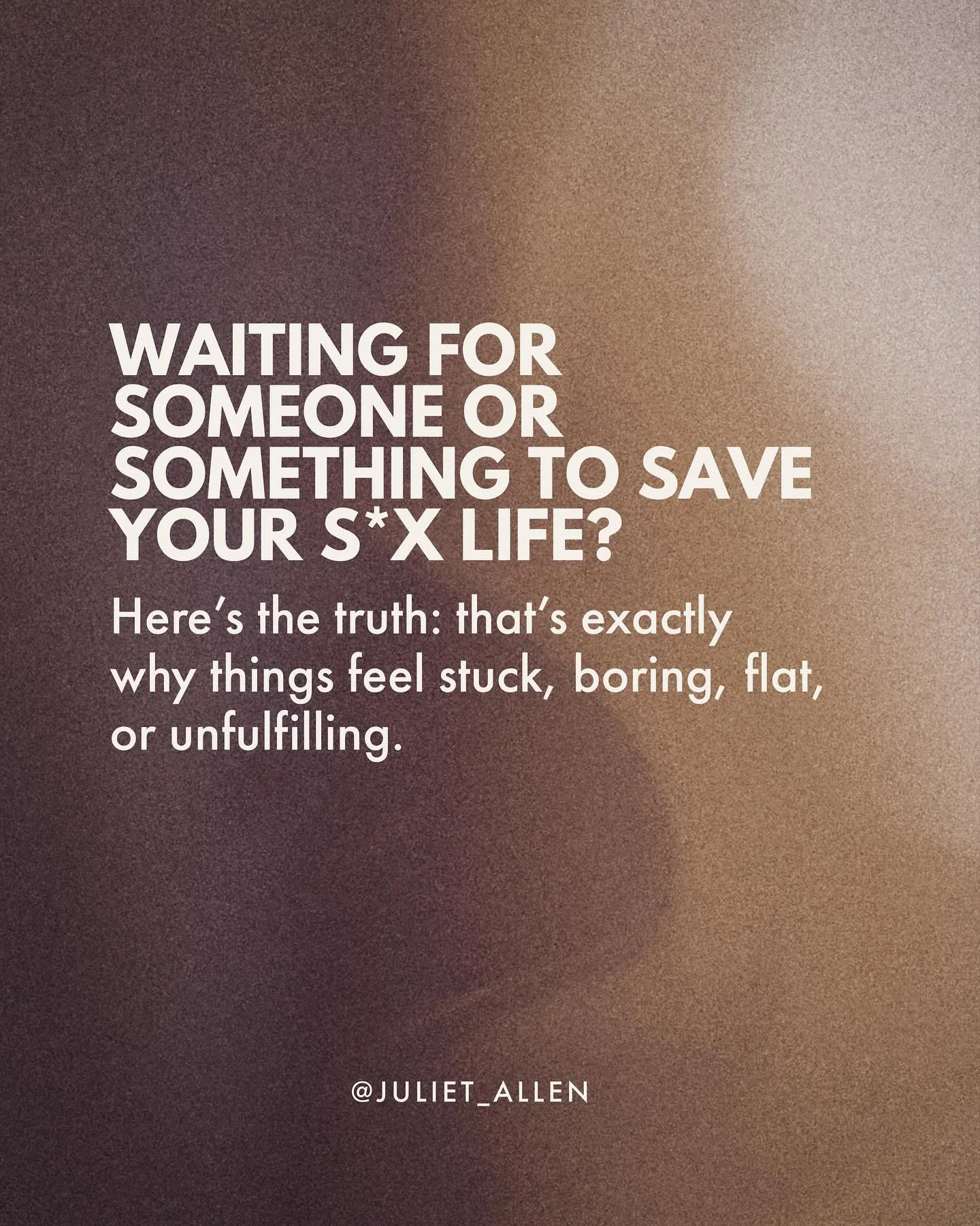 No one is coming to save your s* x life. Not your partner. Not a new lover. Not better timing.

If you want deeper O&rsquo;s, more passion, better connection, more confidence, more aliveness - YOU have to choose it.

That means taking responsibility 