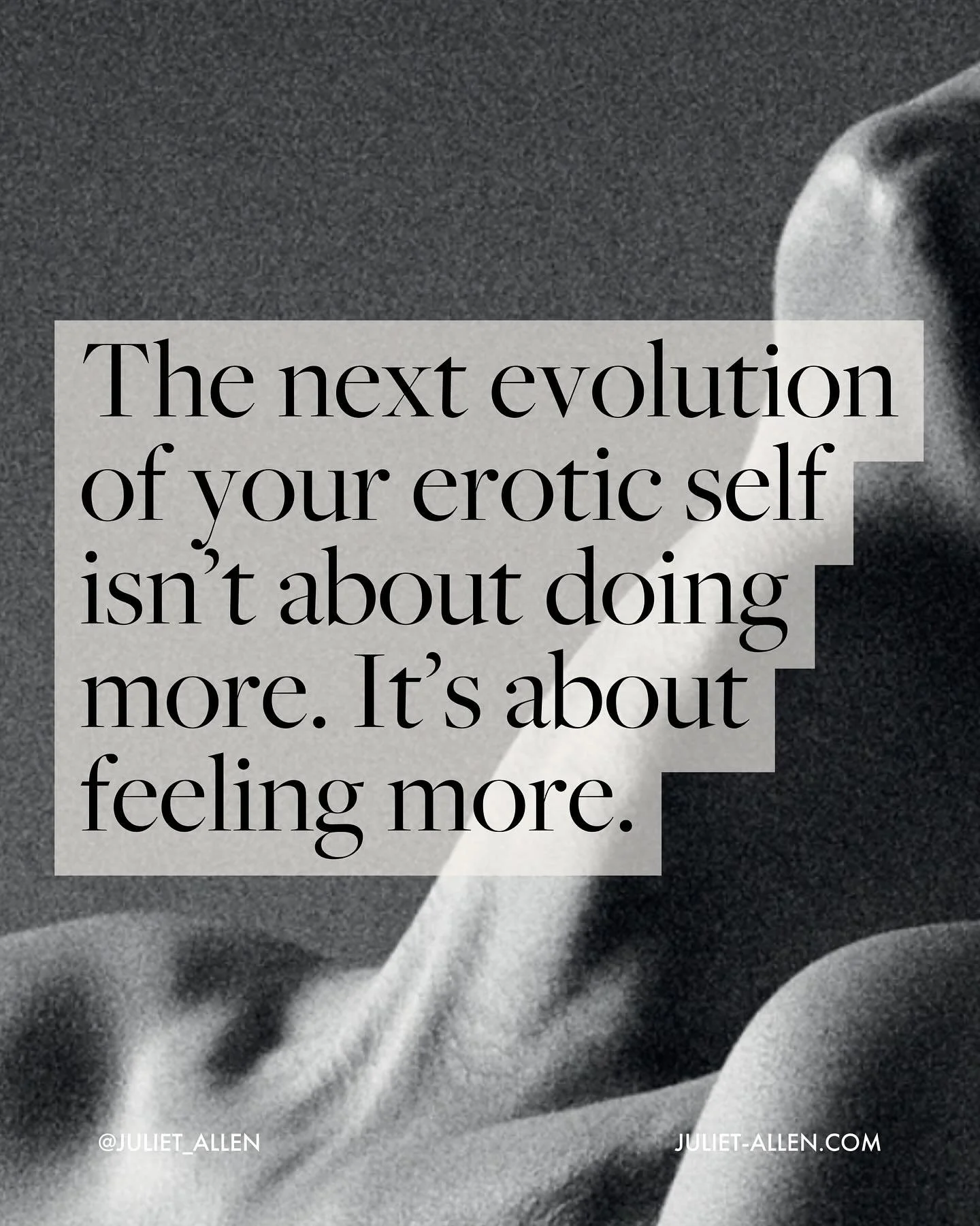The next evolution of your erotic self isn&rsquo;t about doing more, it&rsquo;s about feeling more. That&rsquo;s exactly what I&rsquo;ll be guiding you through in January with my new 10-Day Ple*sure &amp; Vitality Reset for women. 10 days to start yo