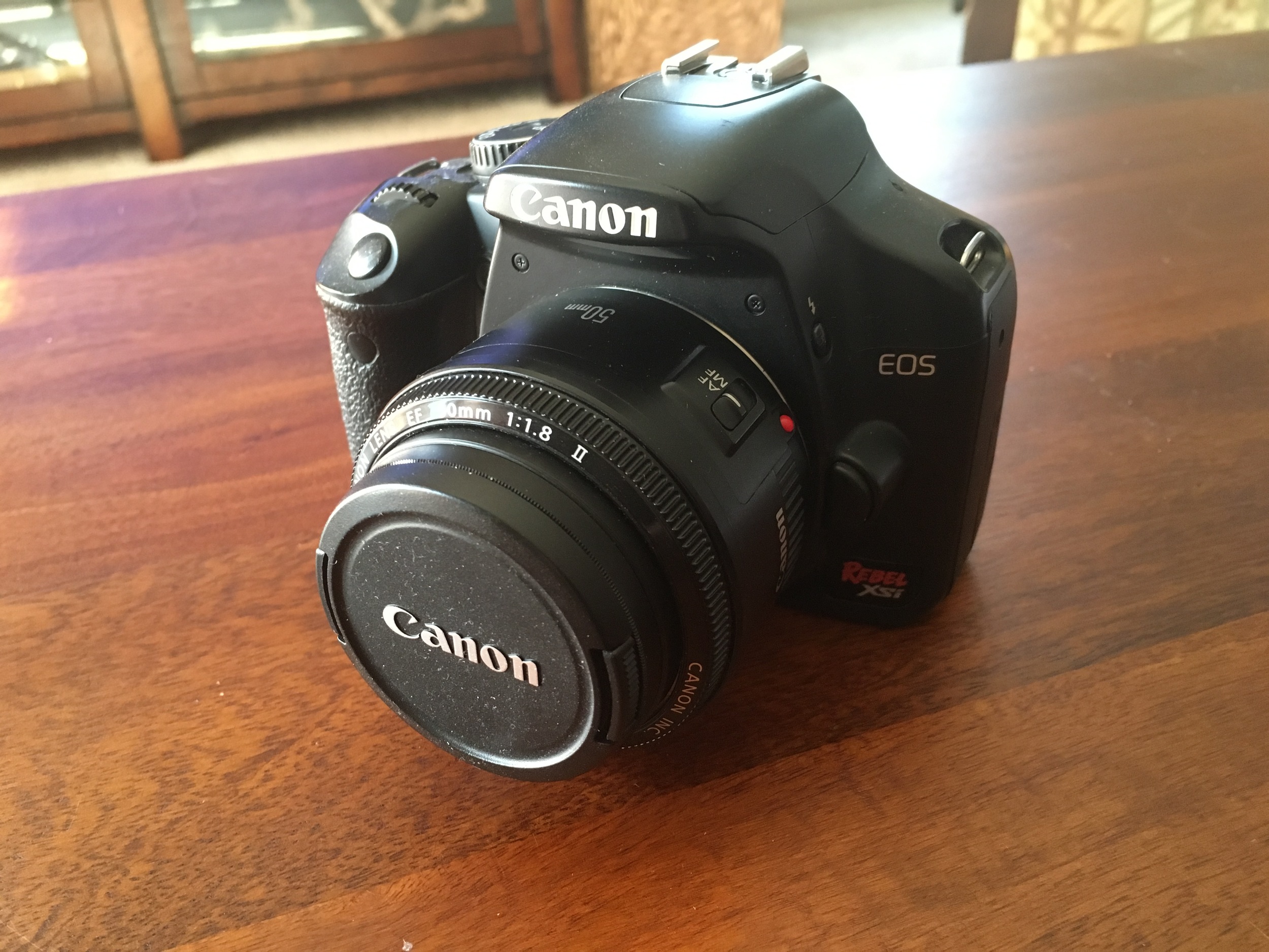 My first digital camera (DSLR) a Canon Rebel XSI. With my Canon 50mm f/1.8 lens. My go to combination for a long time.