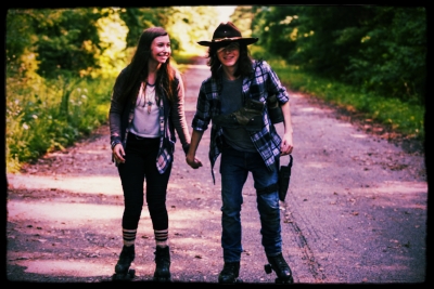 Katelyn Nacon as Enid, Chandler Riggs as Carl Grimes - The Walking Dead _ Season 7, Episode 5 - Photo Credit: Gene Page/AMC