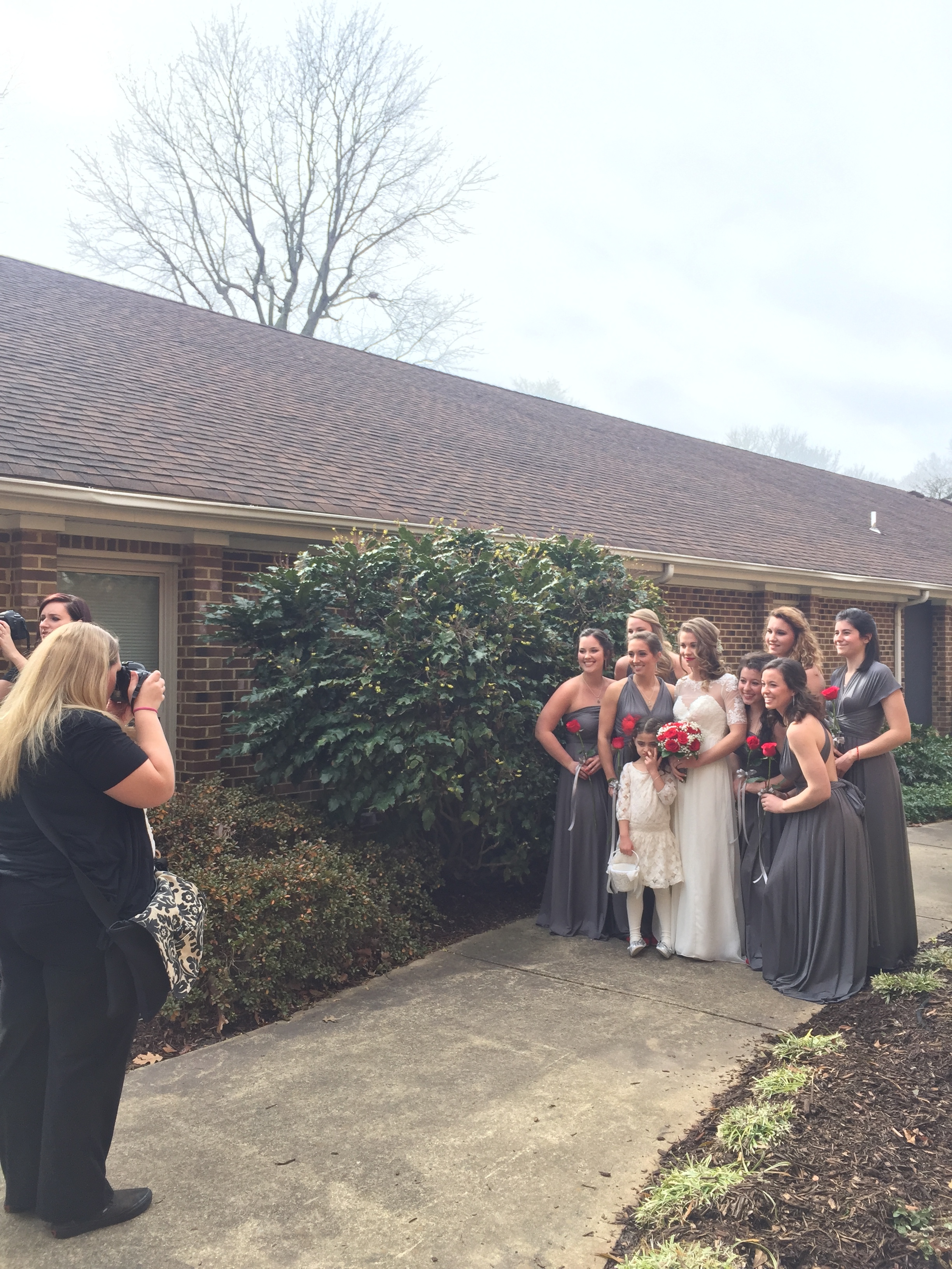 Oh, this bridal party! Their dresses were from Etsy and could be tied in many different ways. I loved Haleigh's color choices!
