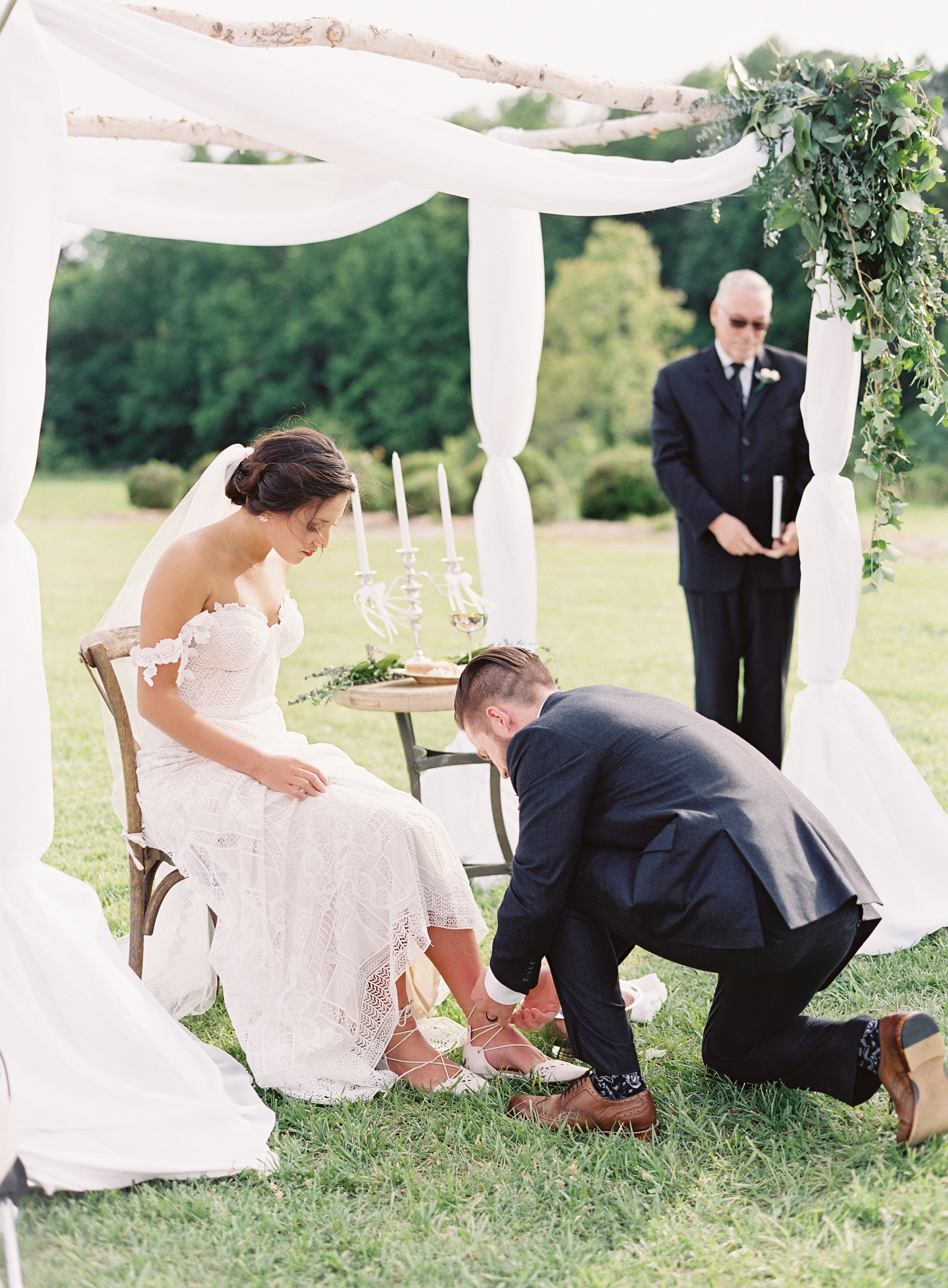 Make your ceremony stand out by adding unique personal touches. For Cassie and Stephen, it was communion, worship, and foot washing.