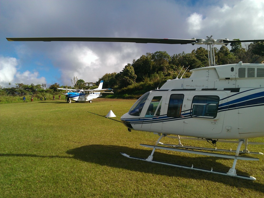 Long Ranger helicopter and Kodiak, Masa airstrip Papua New Guinea (PNG)