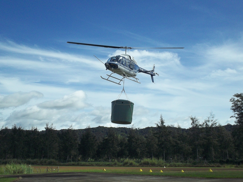 Helicopter with Tuffa tank sling load