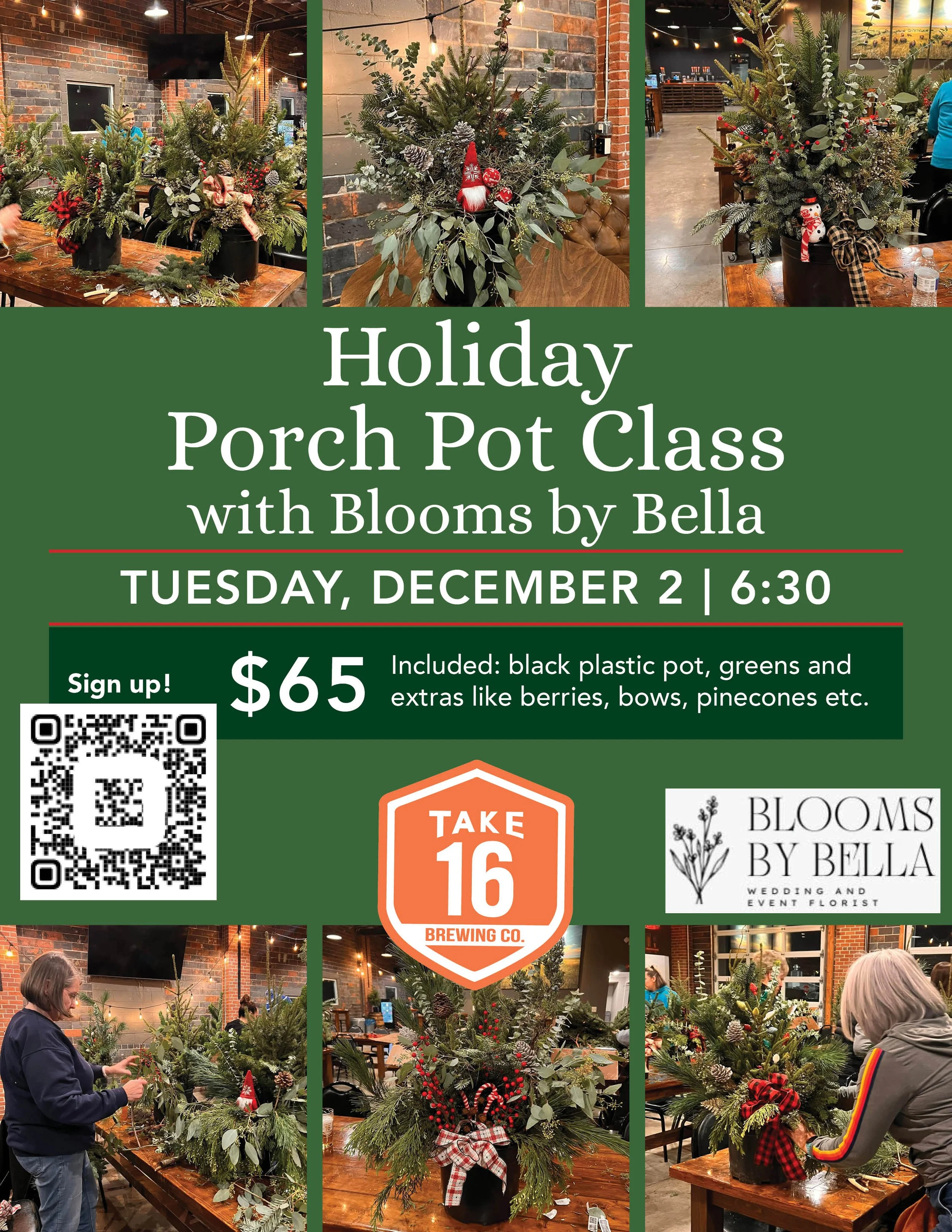 Holiday Porch Pots with Blooms by Bella