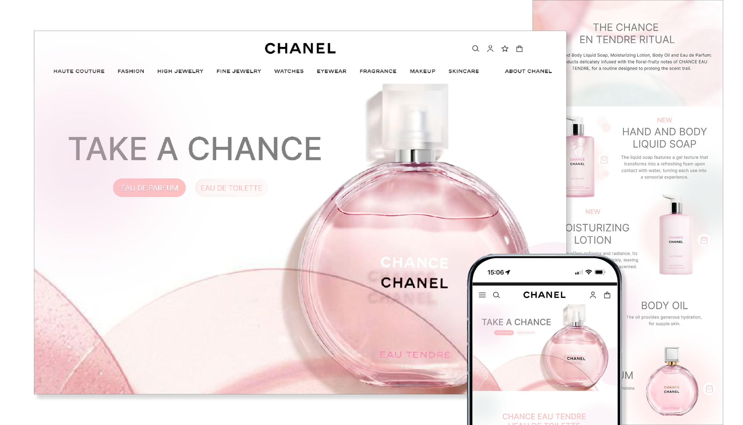 CHANEL Chance Eau de Tendre L'eau de Toilette Landing Page (concept)