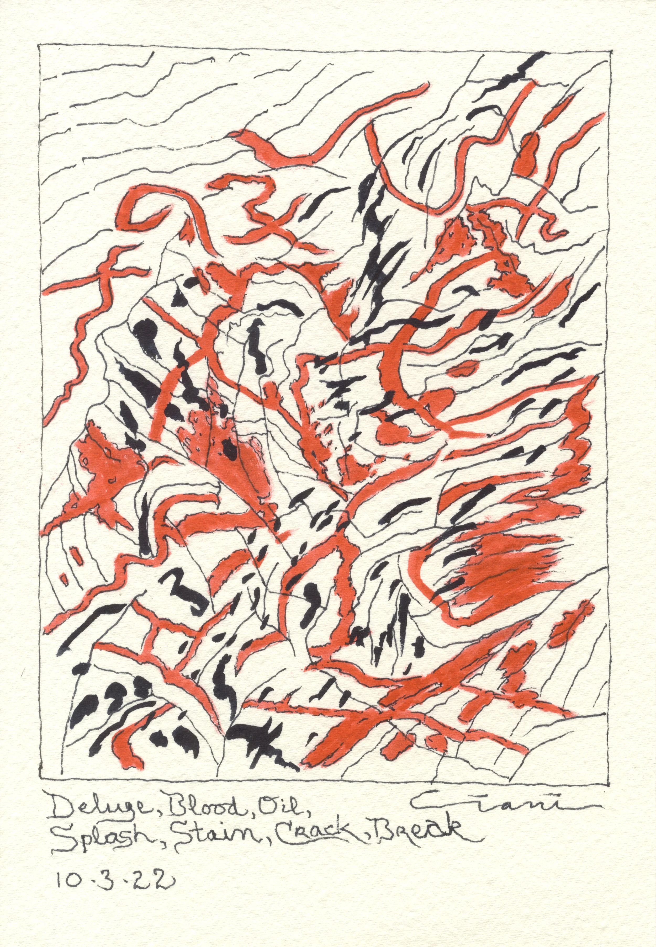 Deluge, Blood, Oil, Splash, Stain, Crack, Break