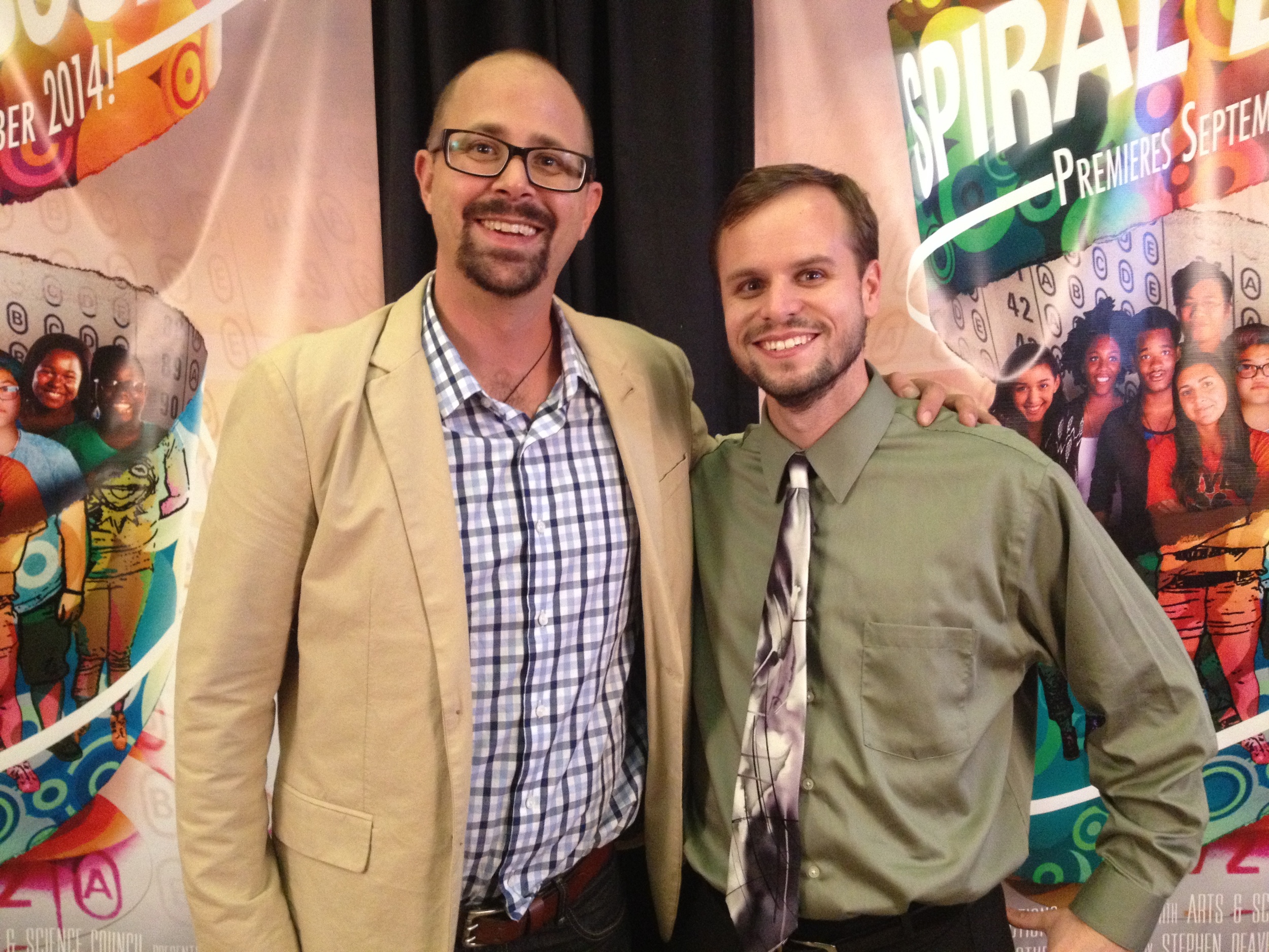 Director Jason Winn Left and Producer Chris Blunk Right at the Spiral Bound World Premiere in Charlotte NC September 9th 2014.