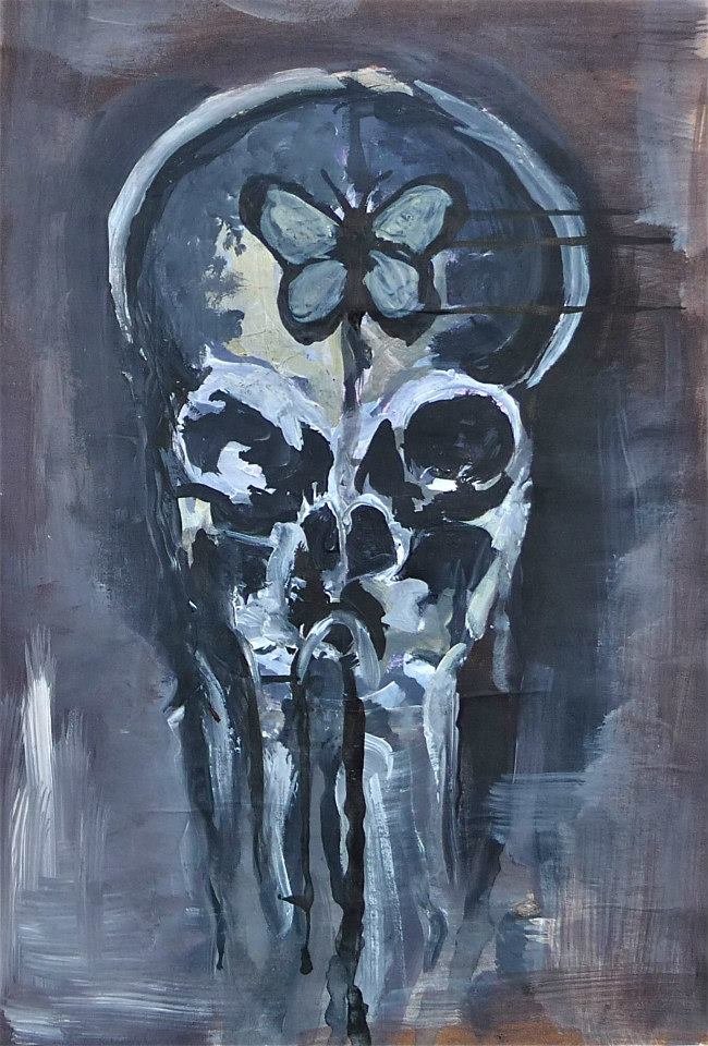 Untitled (skull with butterfly), 1996 - aged 18. Acrylic on paper.