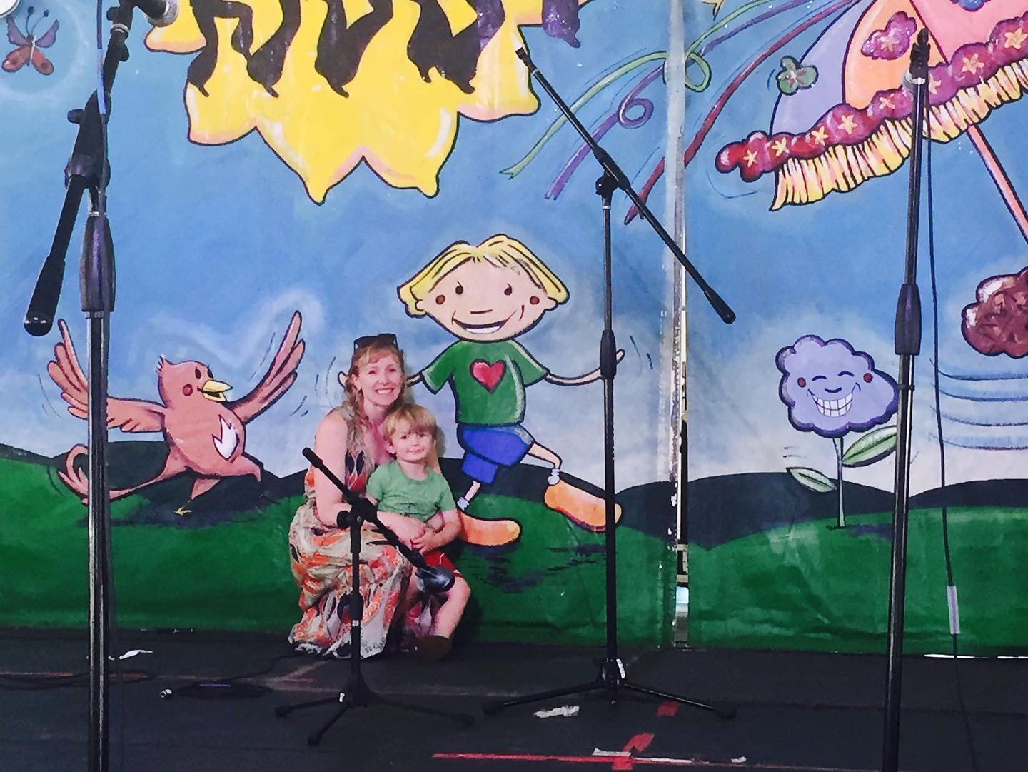 All this prep for @jazzfest has me nostalgic 🥹

Before my son was born (he is now 12 😱), I painted this stage backdrop for the Kids&rsquo; Tent at Jazz Fest.

The character in the middle happened to resemble him as if I had &ldquo;dreamed him into 