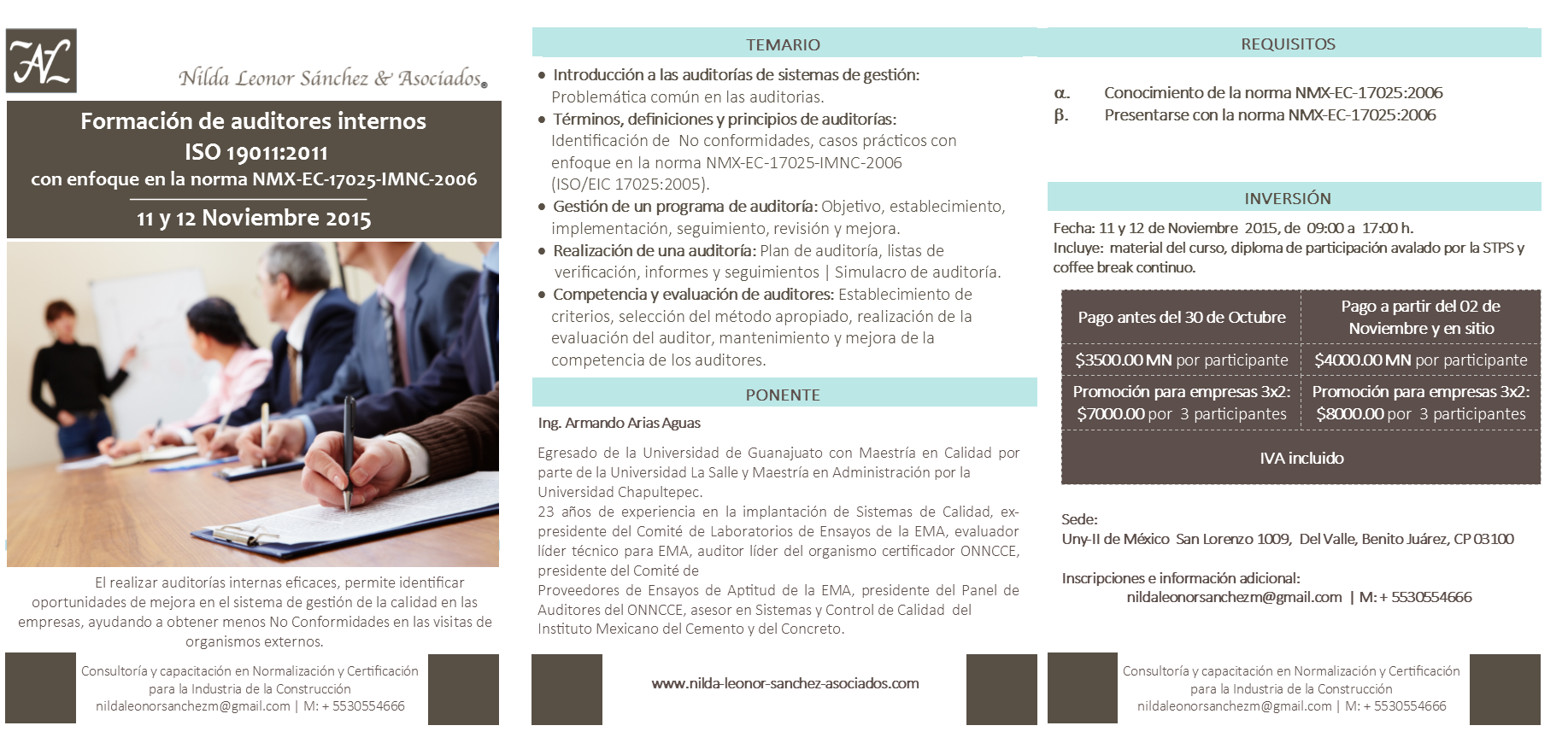 Formación de Auditores Internos ISO 19011:2011 con enfoque en la norma NMX-EC-17025-IMNC-2006