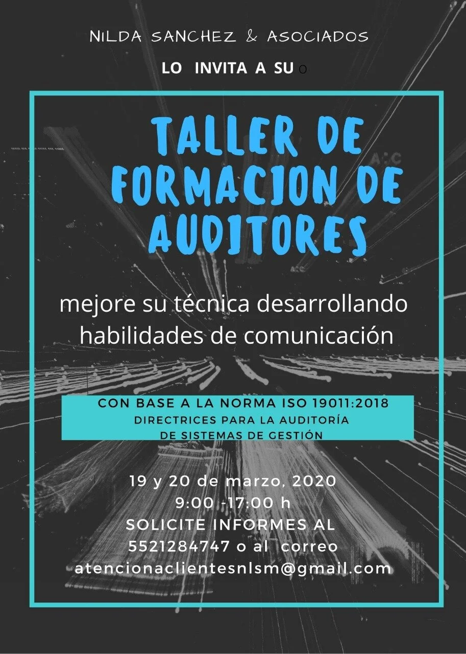 CURSO-TALLER de formación de auditores con base a la norma ISO 19011-2018