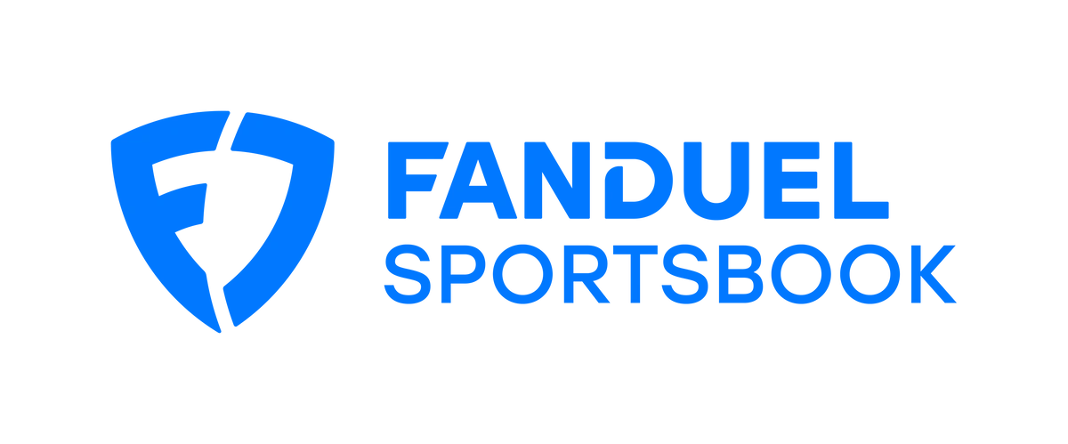 FanDuel Sportsbook logo featuring a shield with a stylized lightning bolt and the text "FanDuel Sportsbook" in blue.