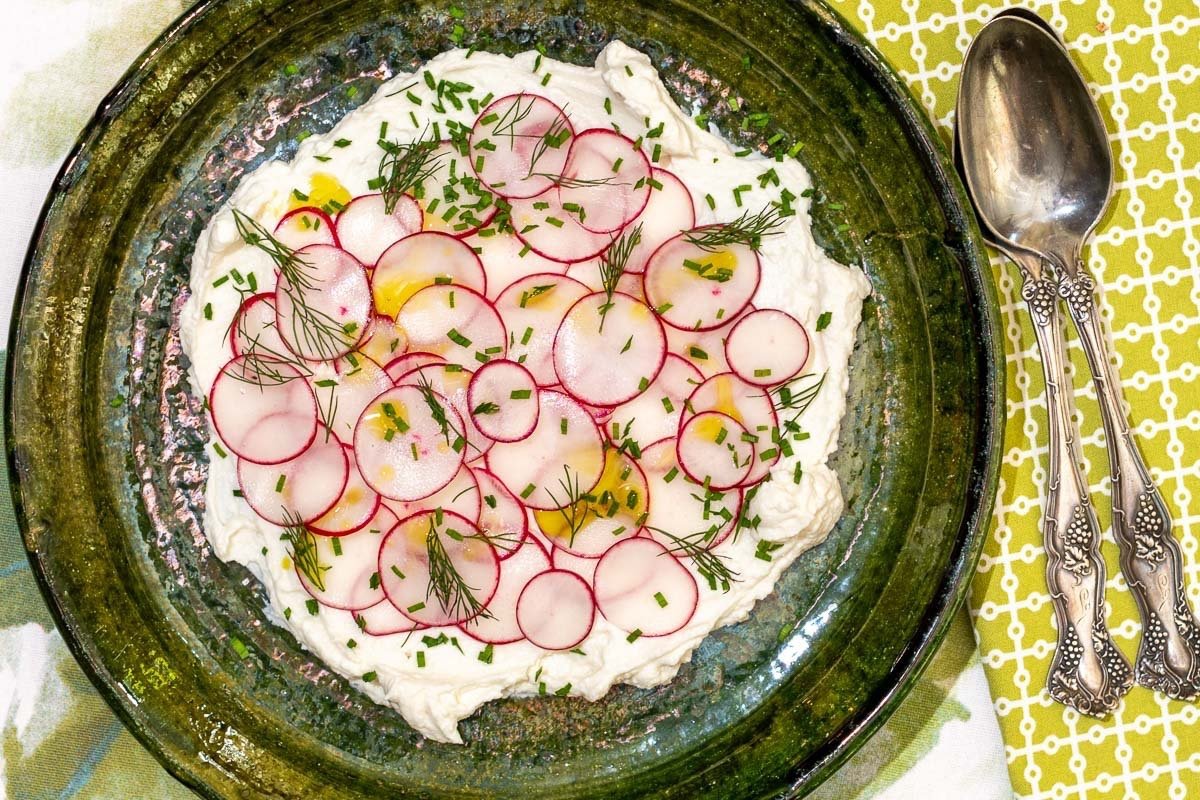 Radish Carpaccio with Fresh Cheese