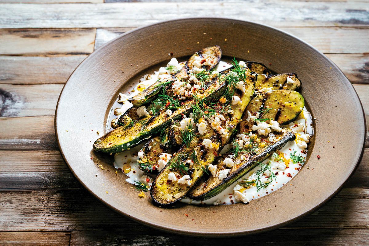 Grilled Zucchini with Feta and Yogurt