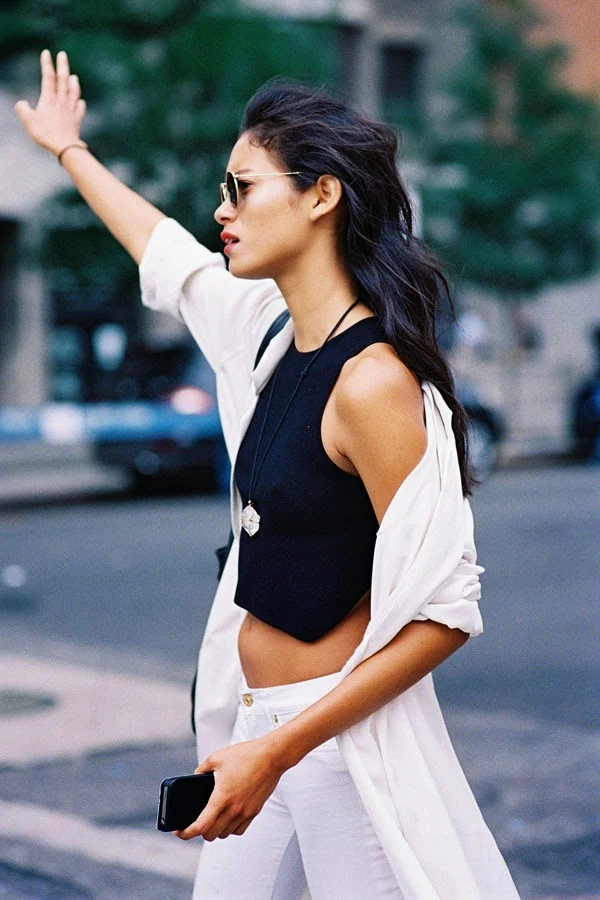 Peruvian model Juana Burga, after a fashion show, NYC, September 2014.