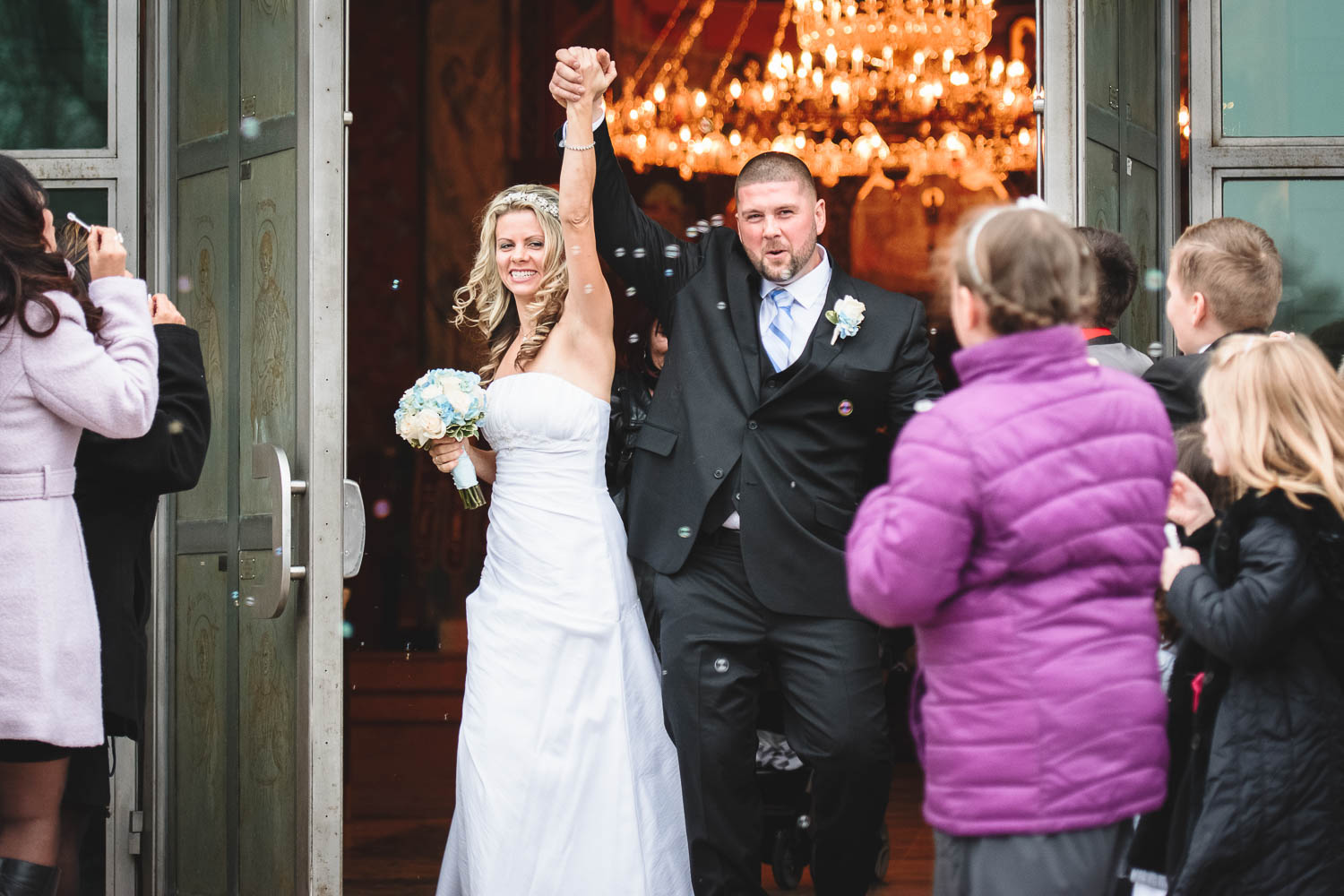 Wedding Photography Couple Exiting Church Newlyweds | Serbian Orthodox Church St Sava