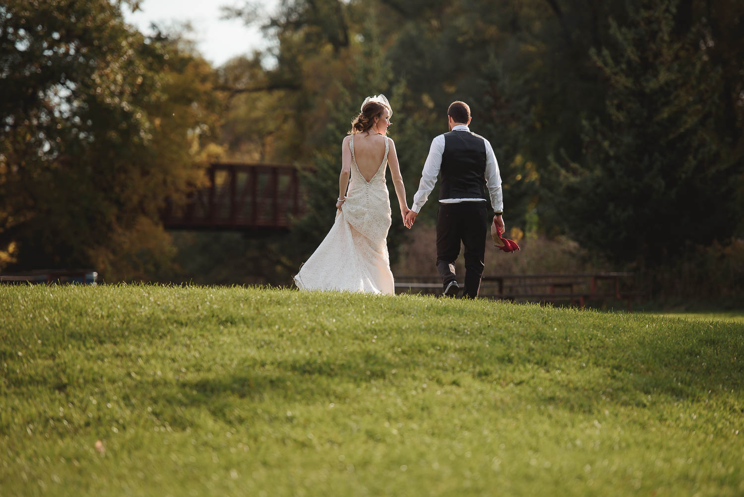 Couple walking holding hands | Meadowvale Conservation Park Outdoor Wedding | Mississauga Brampton Toronto GTA Wedding Photographer | Eneira Photography
