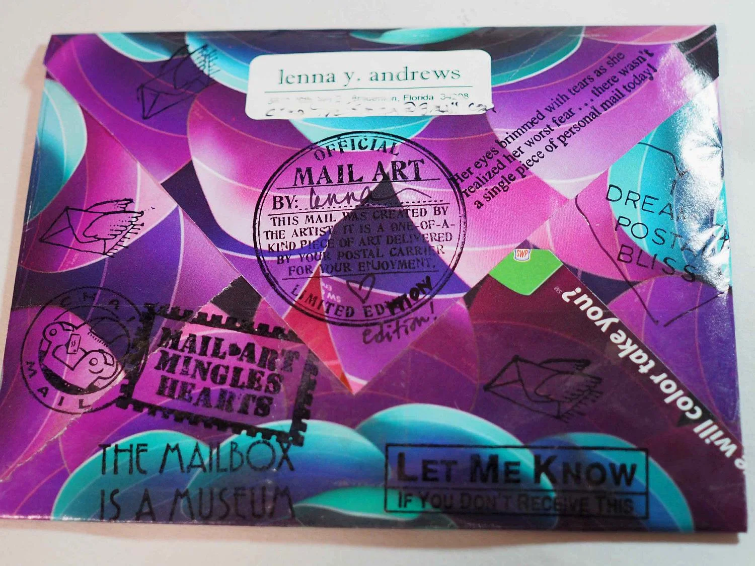 Back of the envelope! :o) What fun, I look forward to receiving my returns! 