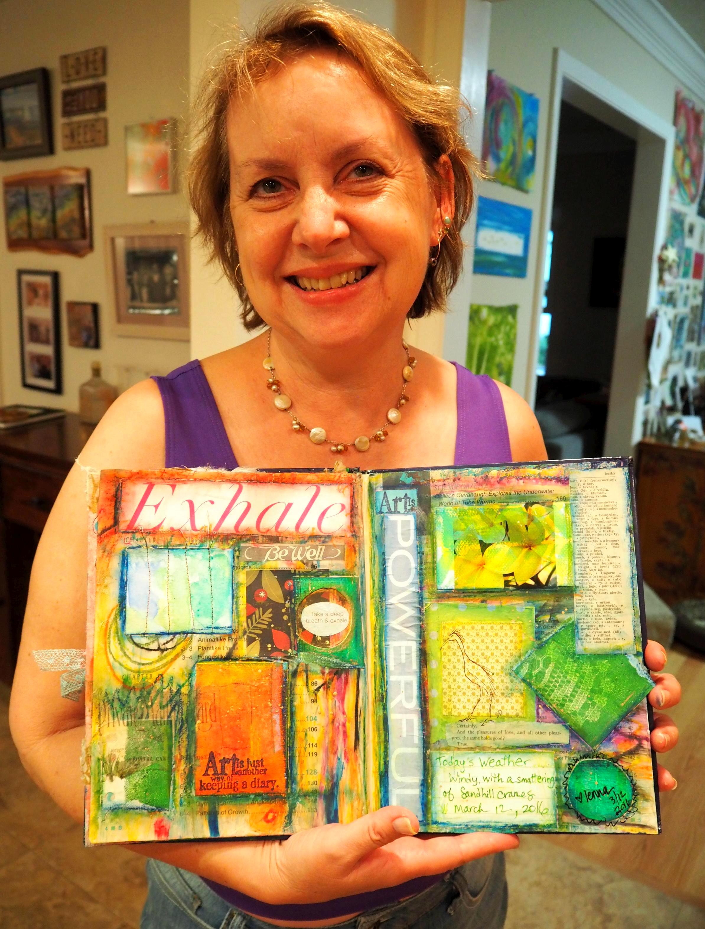 Happy Lenna holding her page with Steven's drawing! 