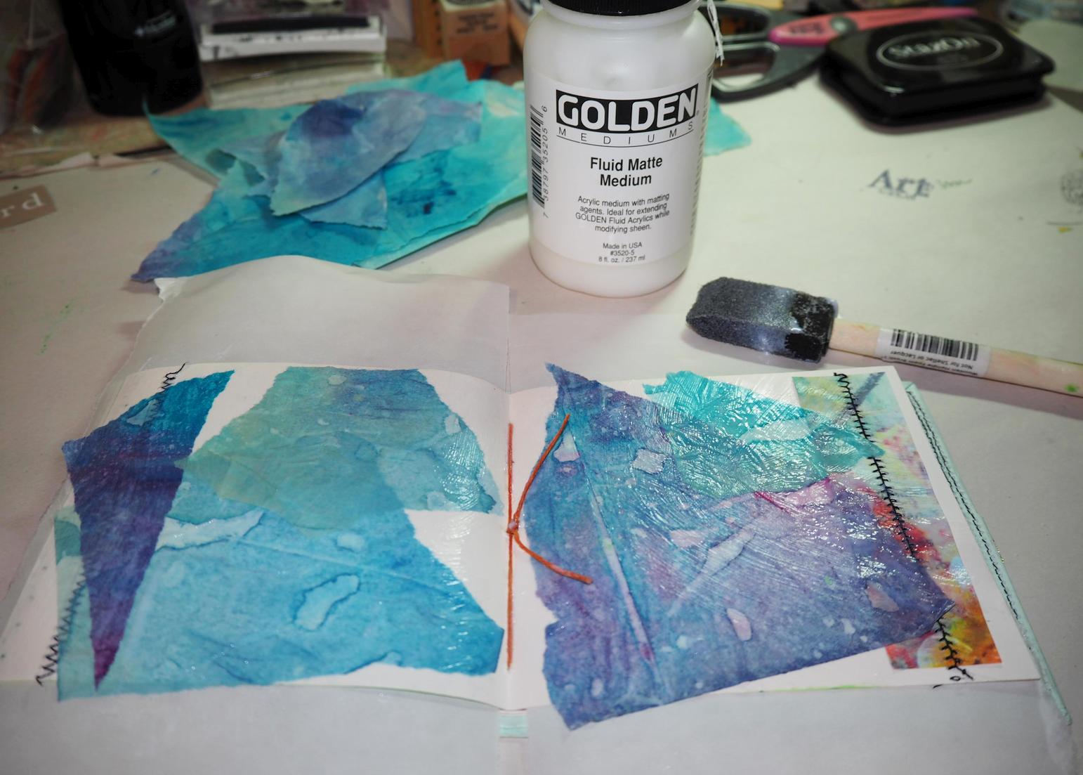 Applied to my sweet handmade Journal (thanks, Frieda!) with Matte Medium