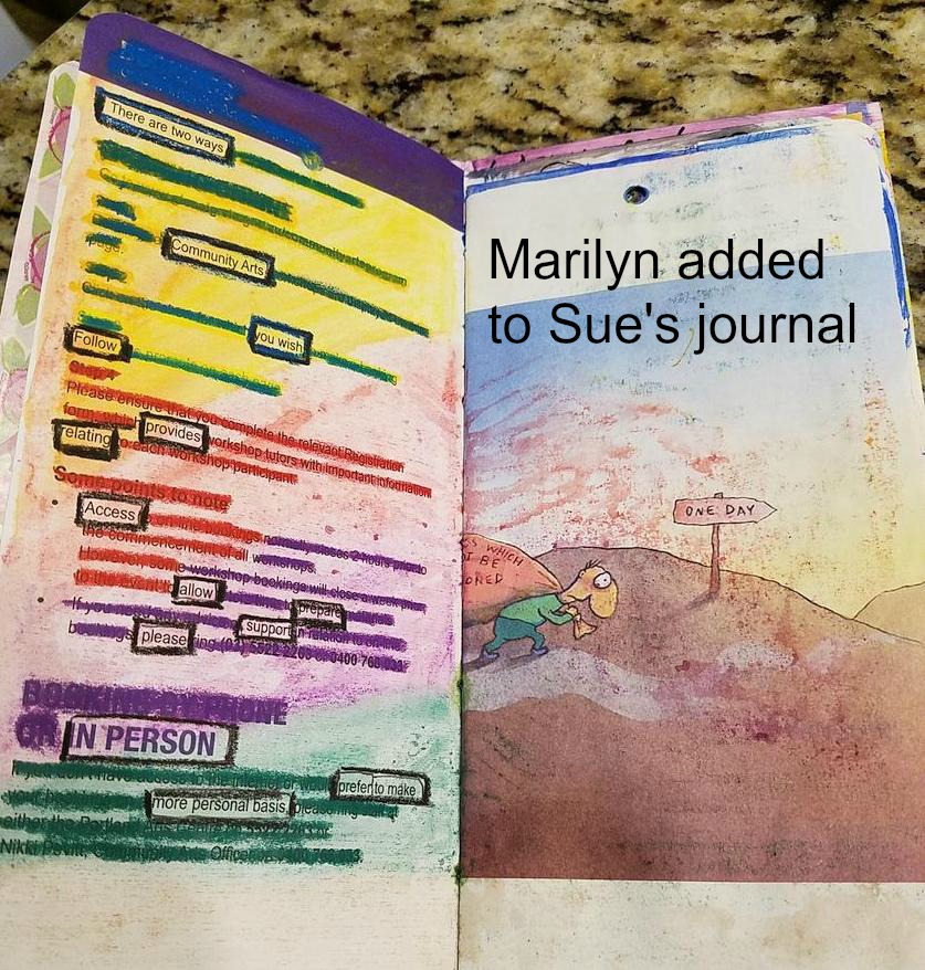 Marilyn working in Sue's Journal