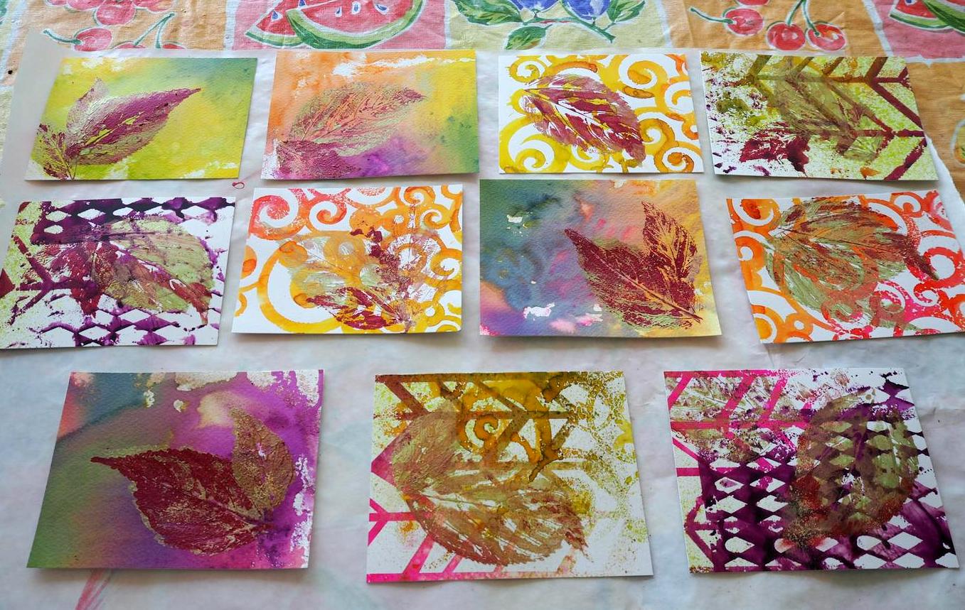 All the postcards I made before rubber stamping!