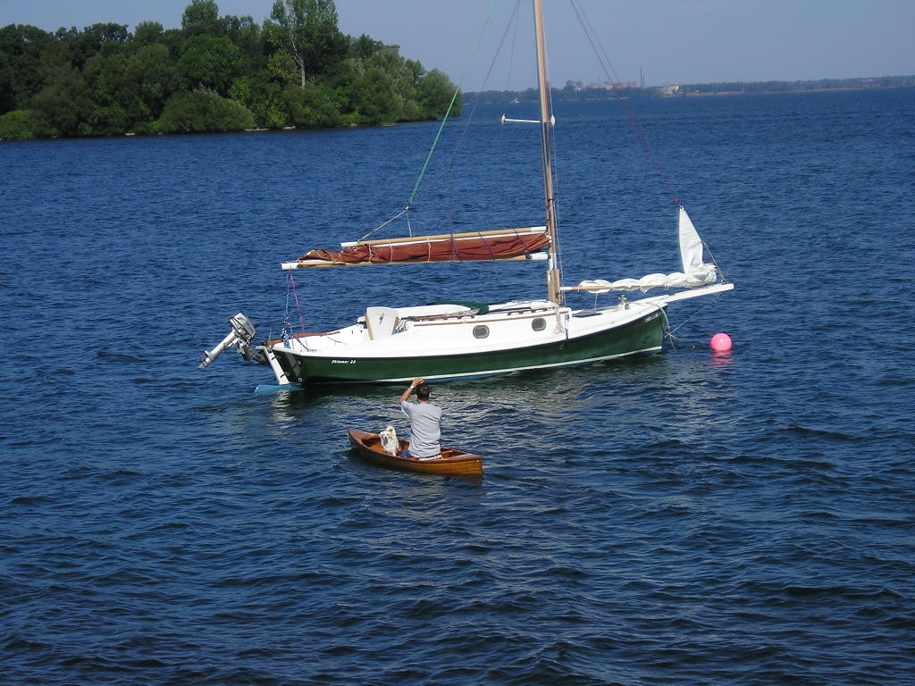 Steve paddling out with Asia in 2006 -Wolfe Island, Ontario