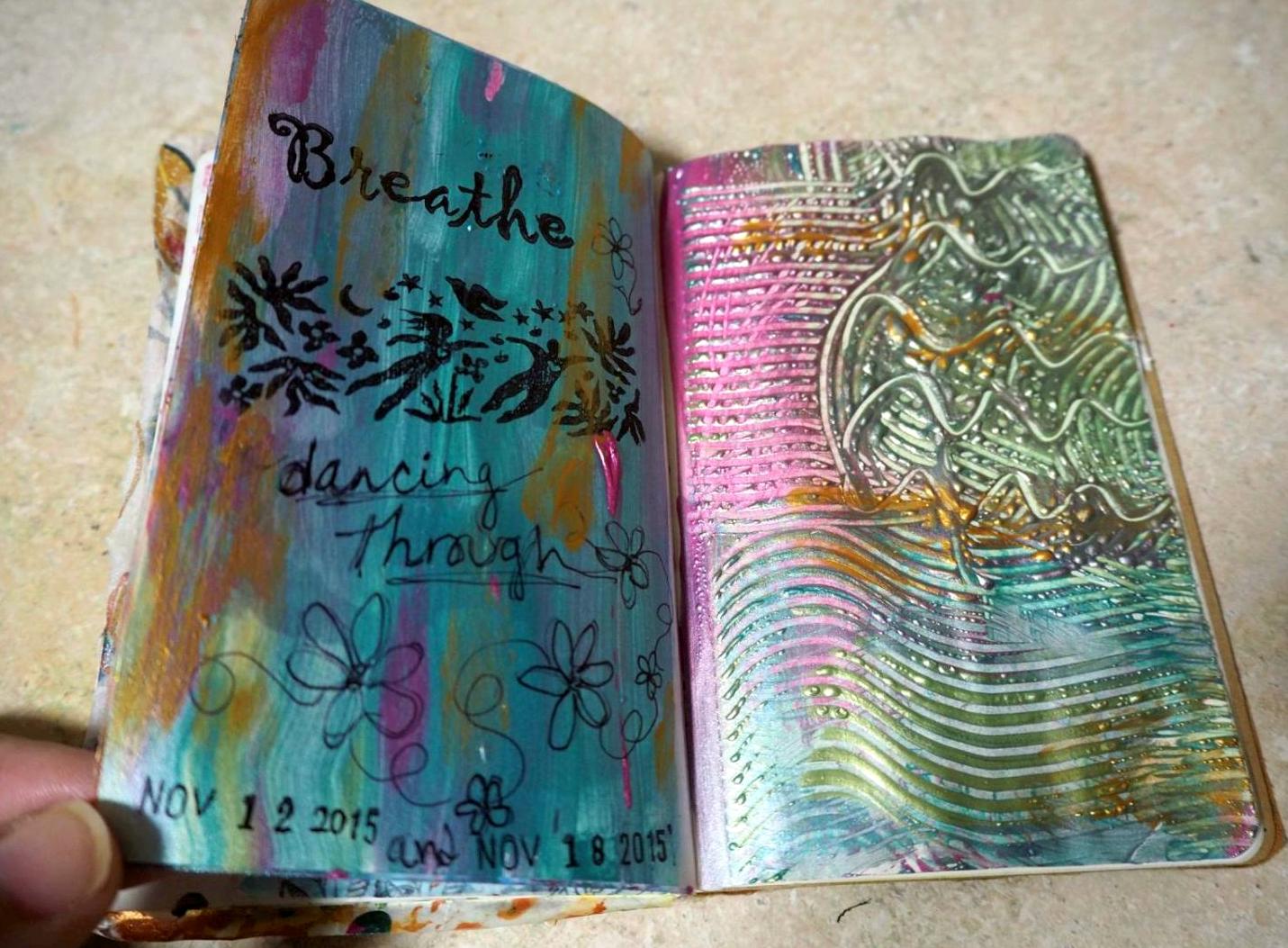 Fabric in my moleskine journal — creative lenna