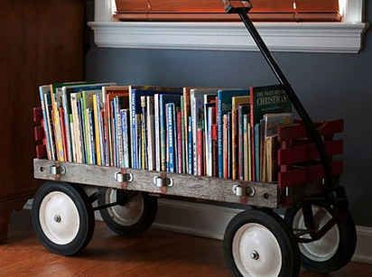 Most Flea Markets has great stuff you can use as storage, like here for books.