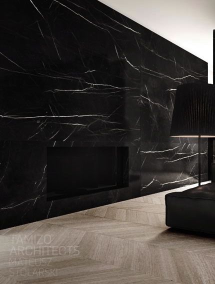 Home wall in black marble. WAUW!