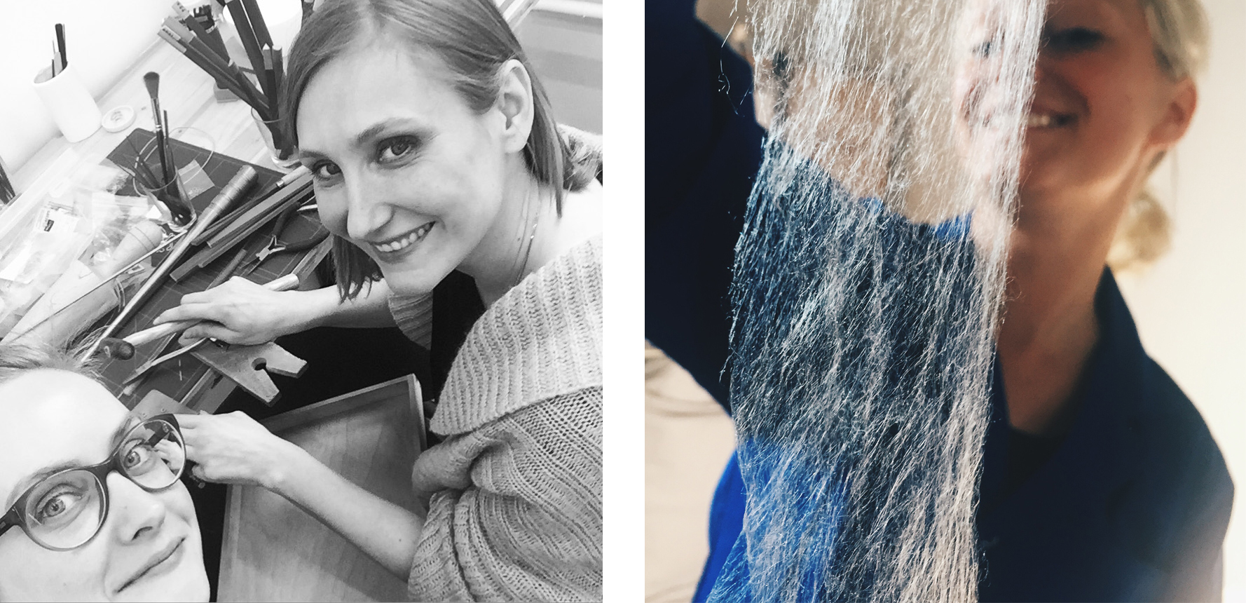 On the left: Hanna and I making circles. On the right: Martine Poot with a veil of freshly made cotton candy