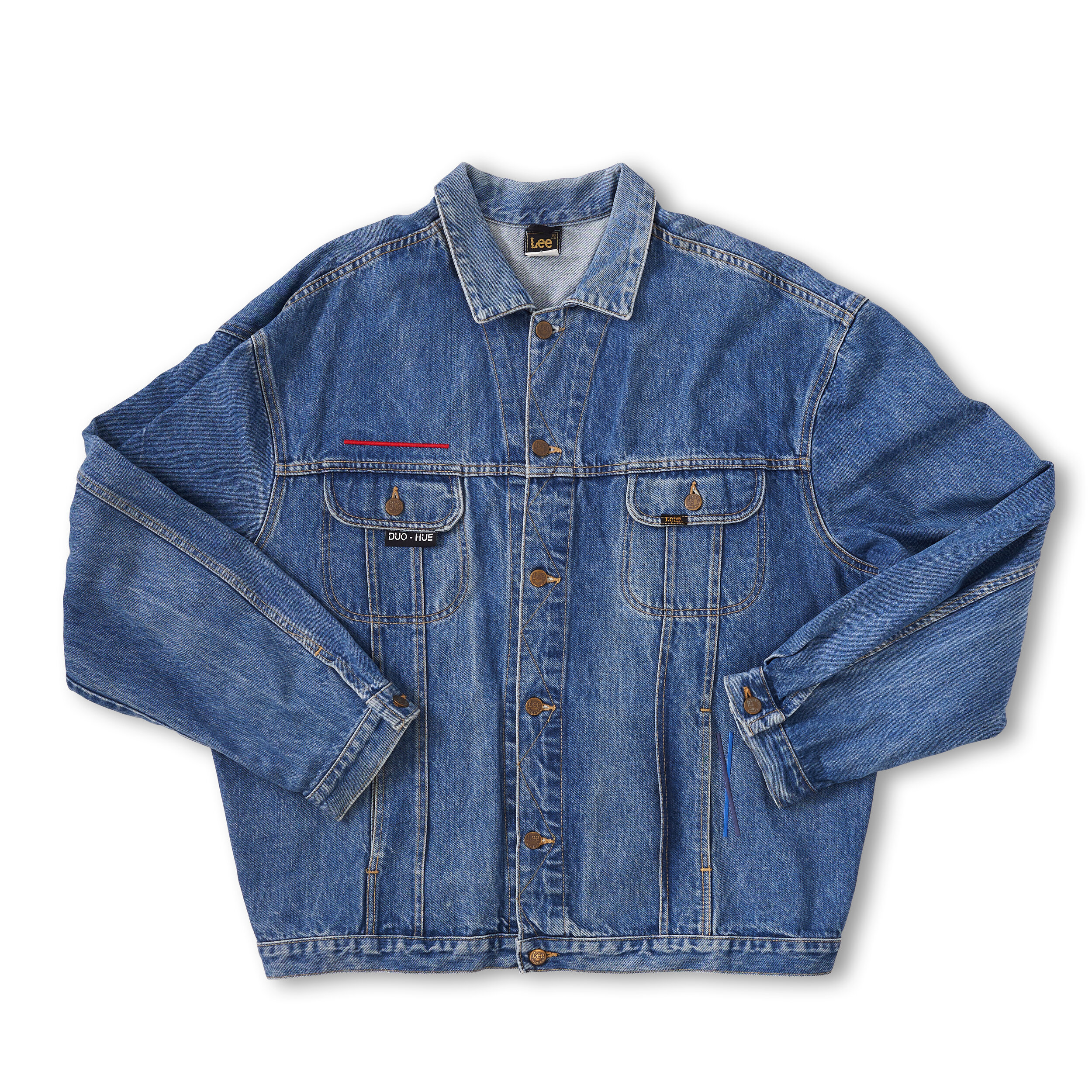 Vintage Embroidered Levis Denim Jacket Washed Royal — DUO-HUE