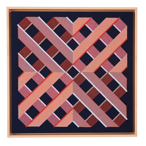 framed blue textile art