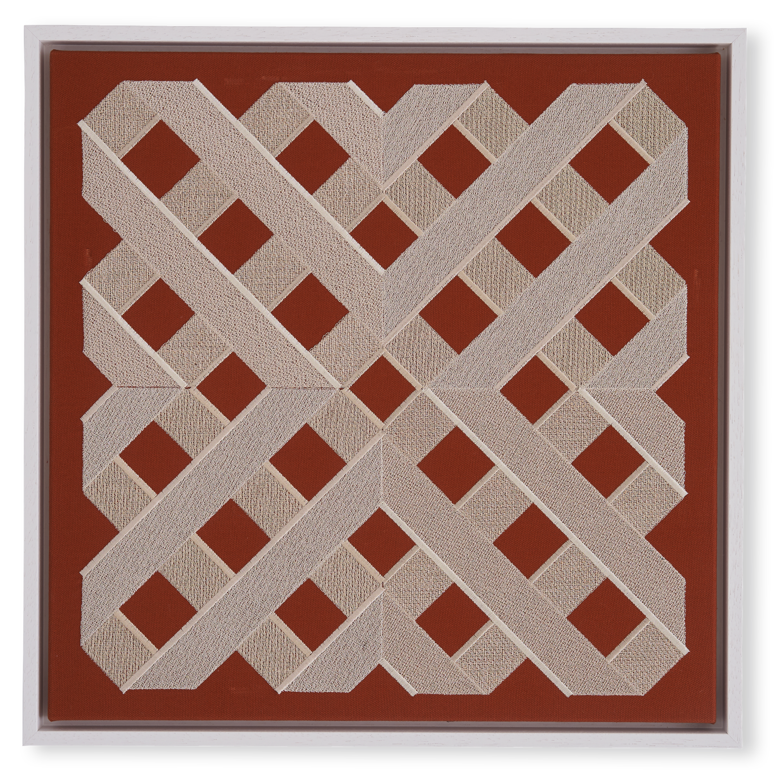 Rust + Beige Framed Textile Artwork 4x006
