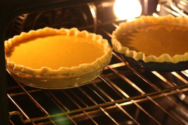Bake the pies until firm and fragrant.