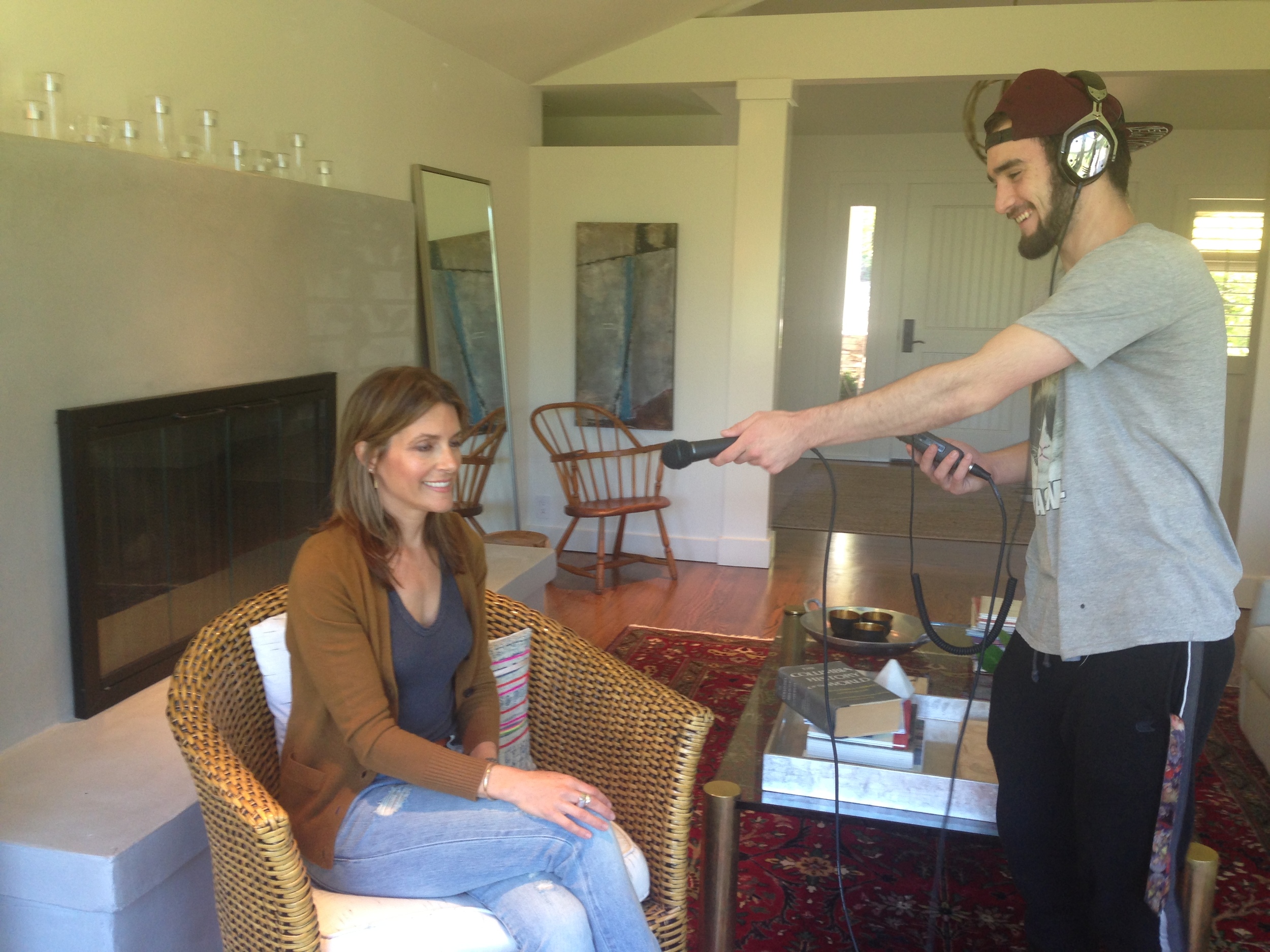 Trying out the audio for the interview